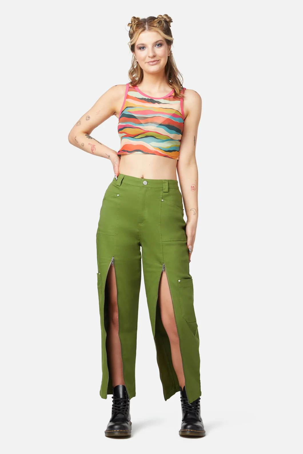 Cargo Drill Zipper Pants