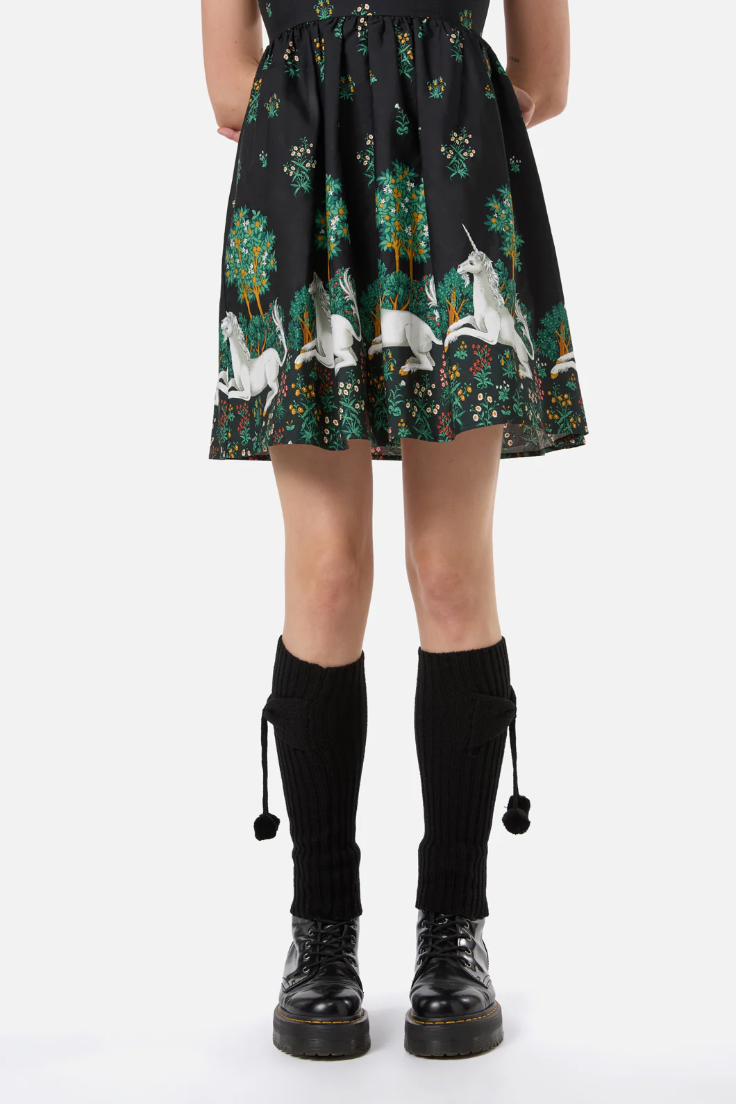 Black Bow Pom Legwarmers