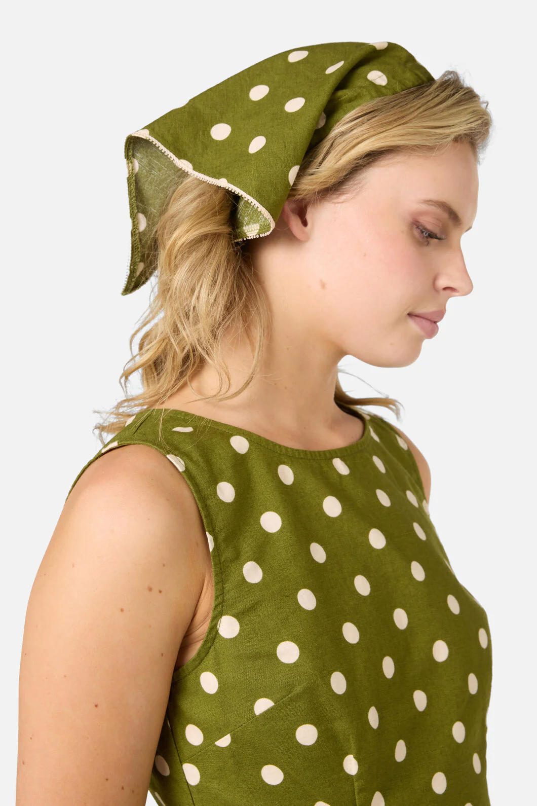 Olive Spot Head Scarf