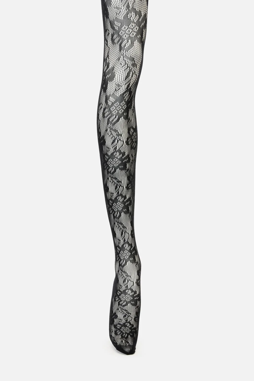 Black Floral Mesh Tights