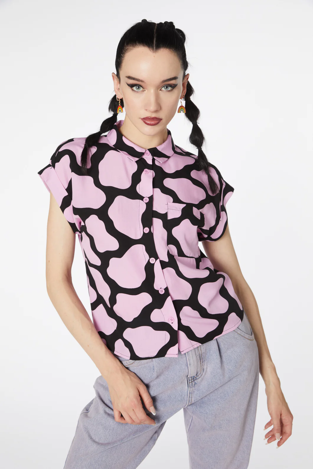 Skip Geo Boxy Collar Blouse