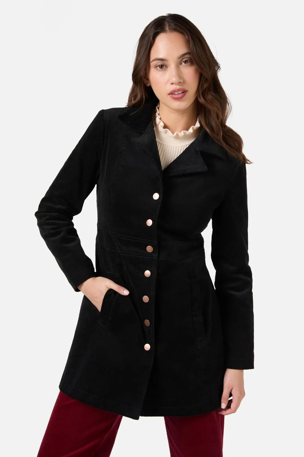 Hazel Cord A-Line Long Jacket