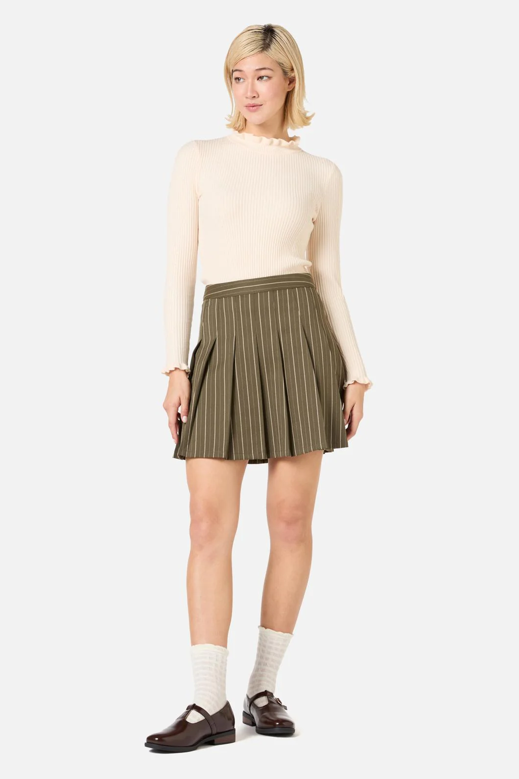 Abby Pinstripe Pleat Skirt