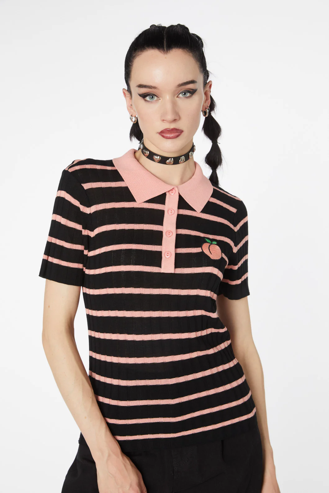 Stripey Peach Collar Knit
