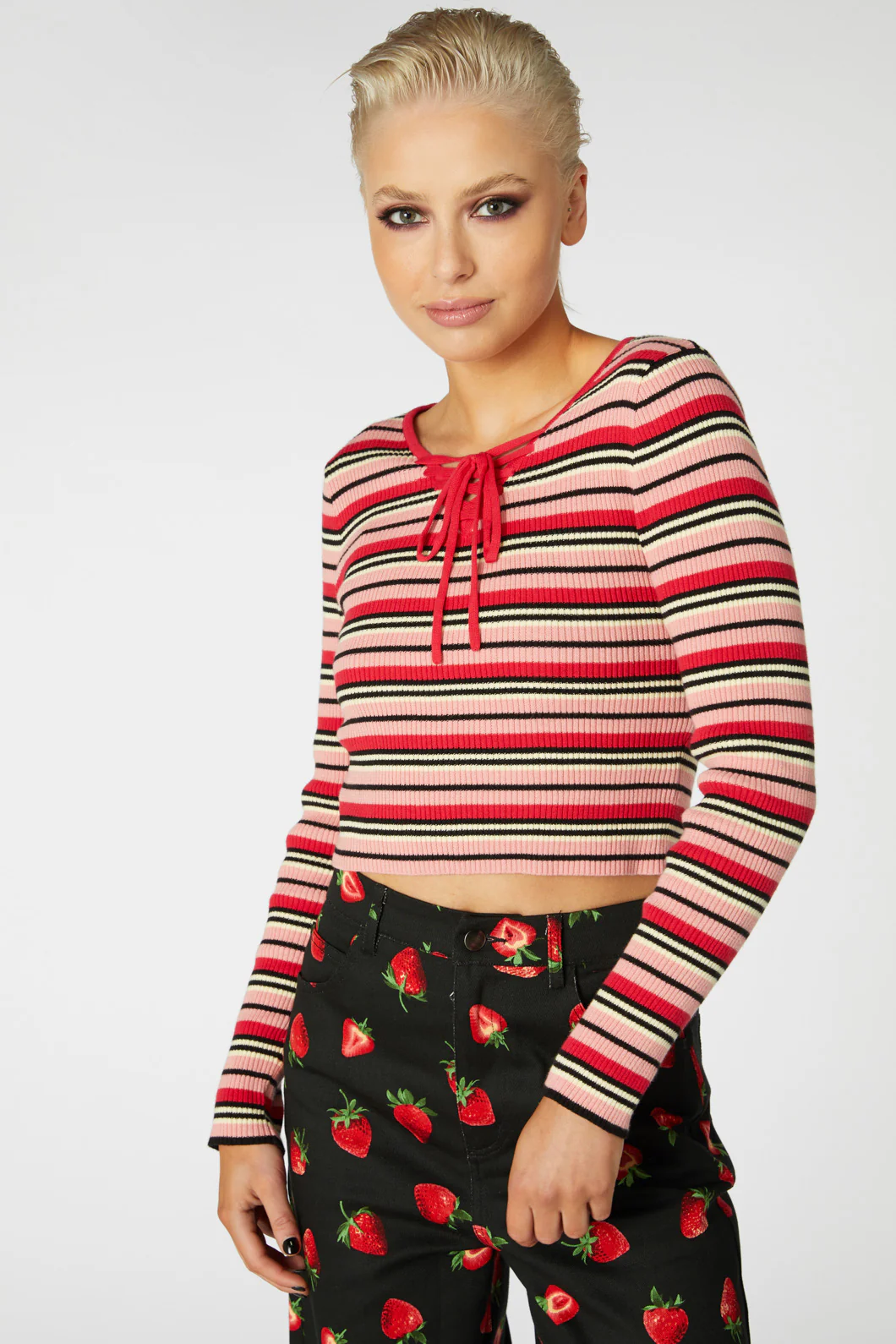 90S Fetch Stripey Crop Knit