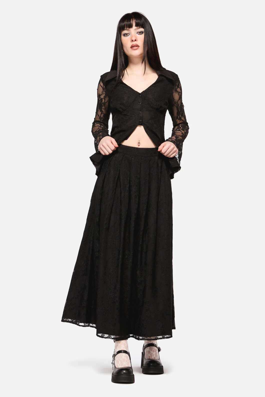 Dark Pieridae Maxi Lace Skirt