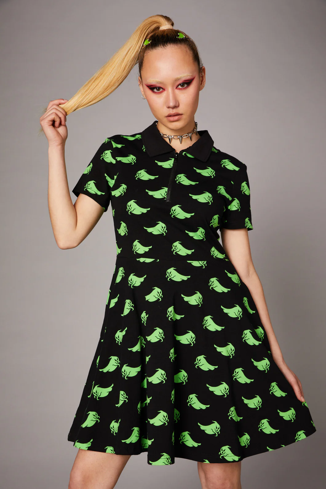 Green Ghost Collar Dress