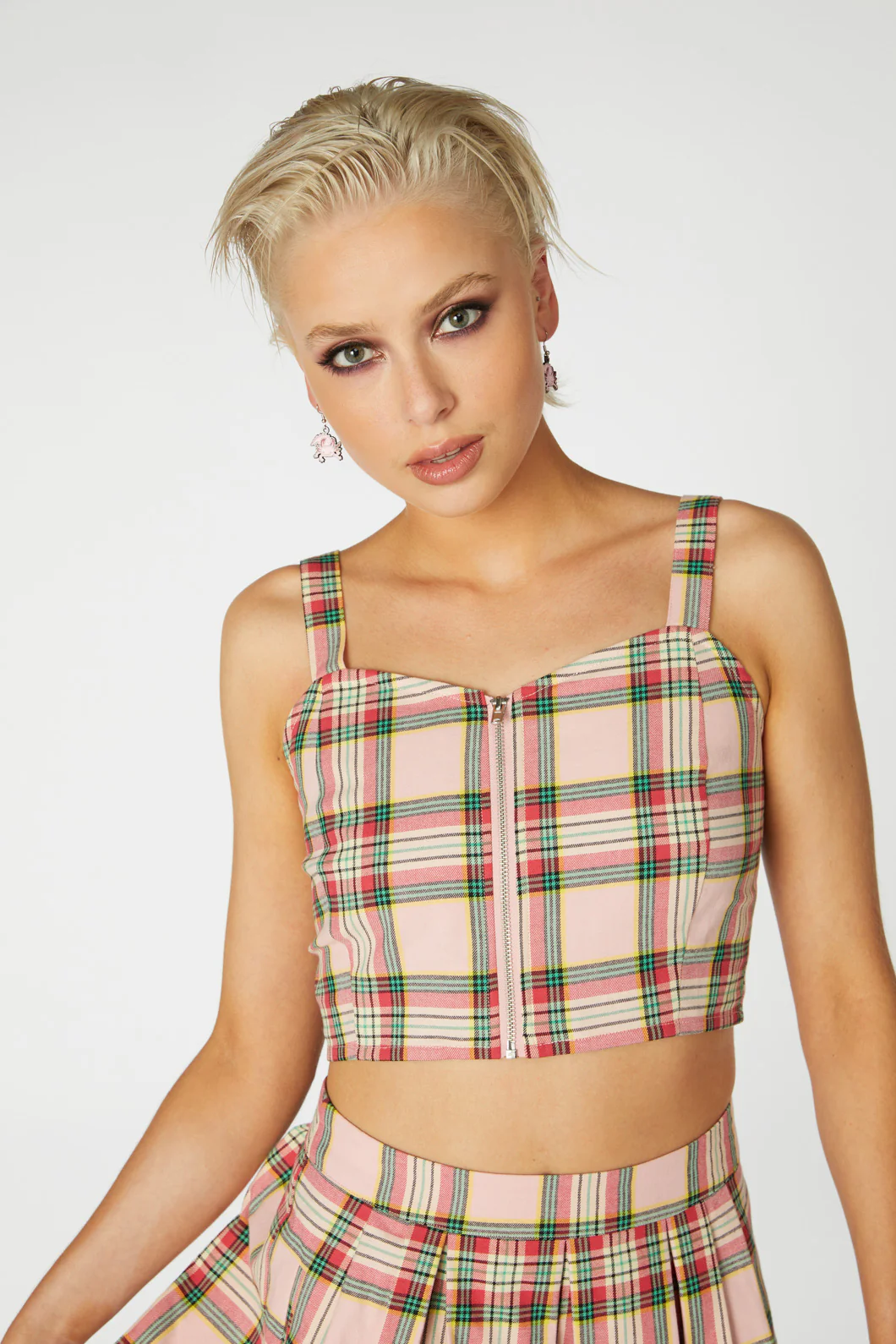 Spring Tartan Strap Crop Top
