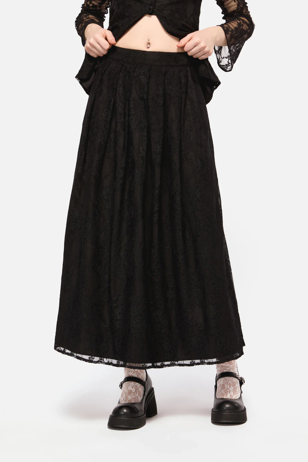 Dark Pieridae Maxi Lace Skirt