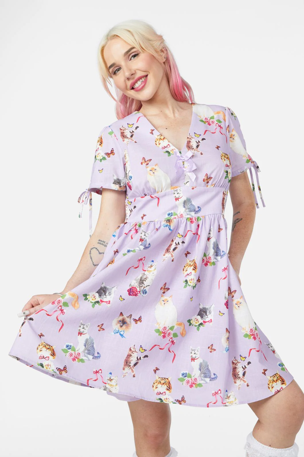 Kitsch Kitty Print Dress