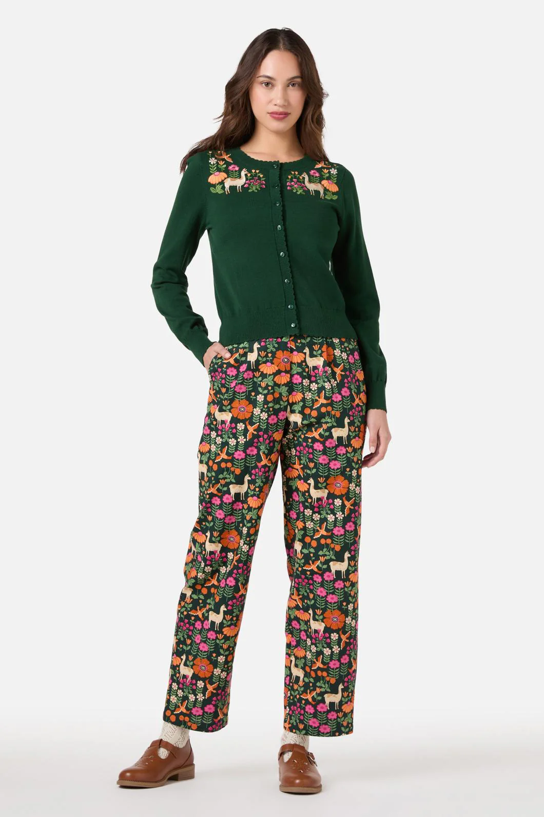 Llama Embroidered Cardigan