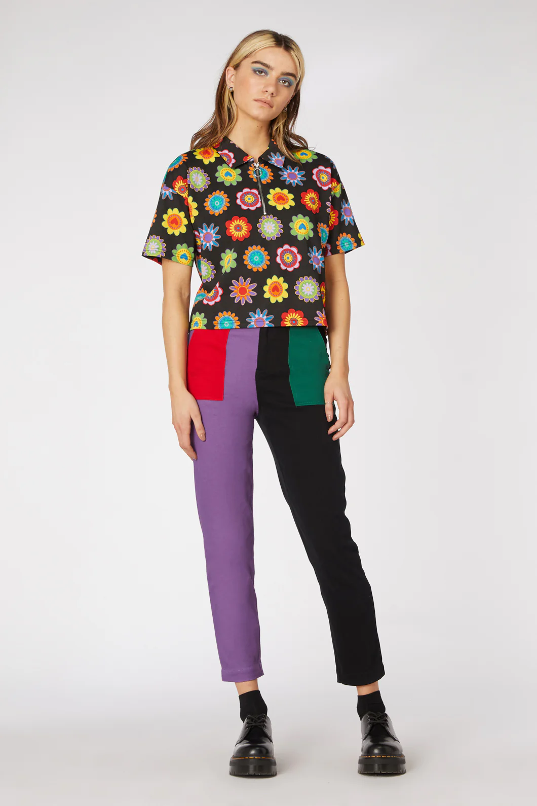 Daisy Jersey Zip Up Top