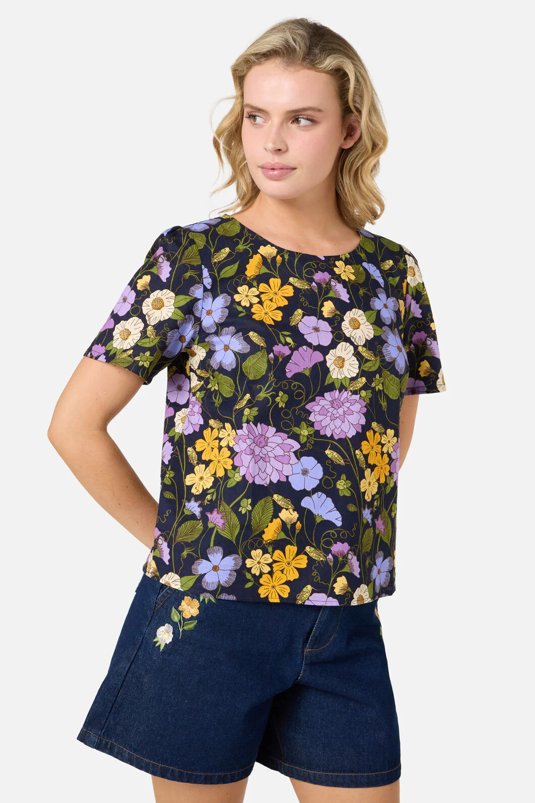 Grasshopper Floral SS Top