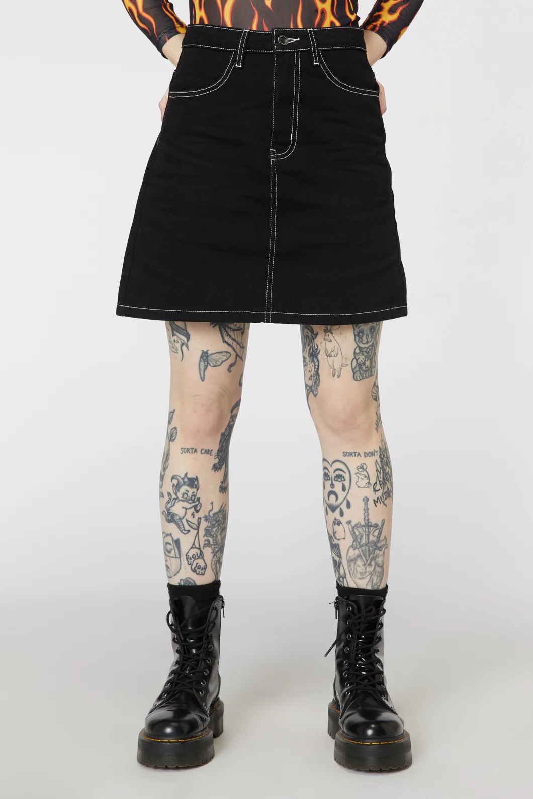 Burn Baby Denim Mini Skirt