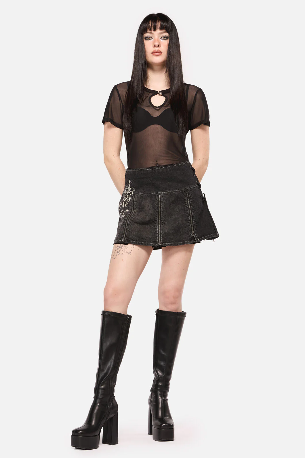 Sigil Denim Pleated Skort