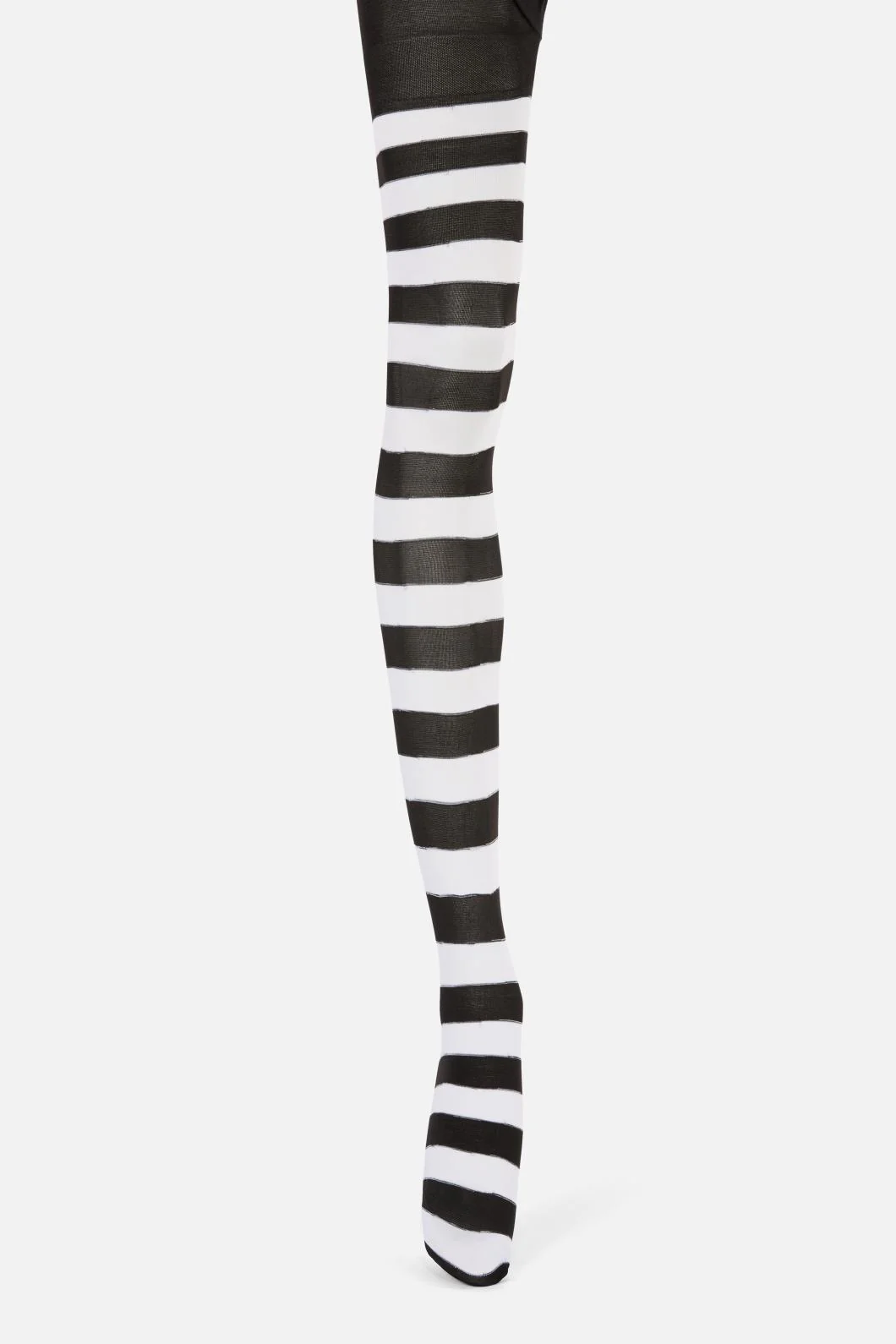 Black White Striped Tights