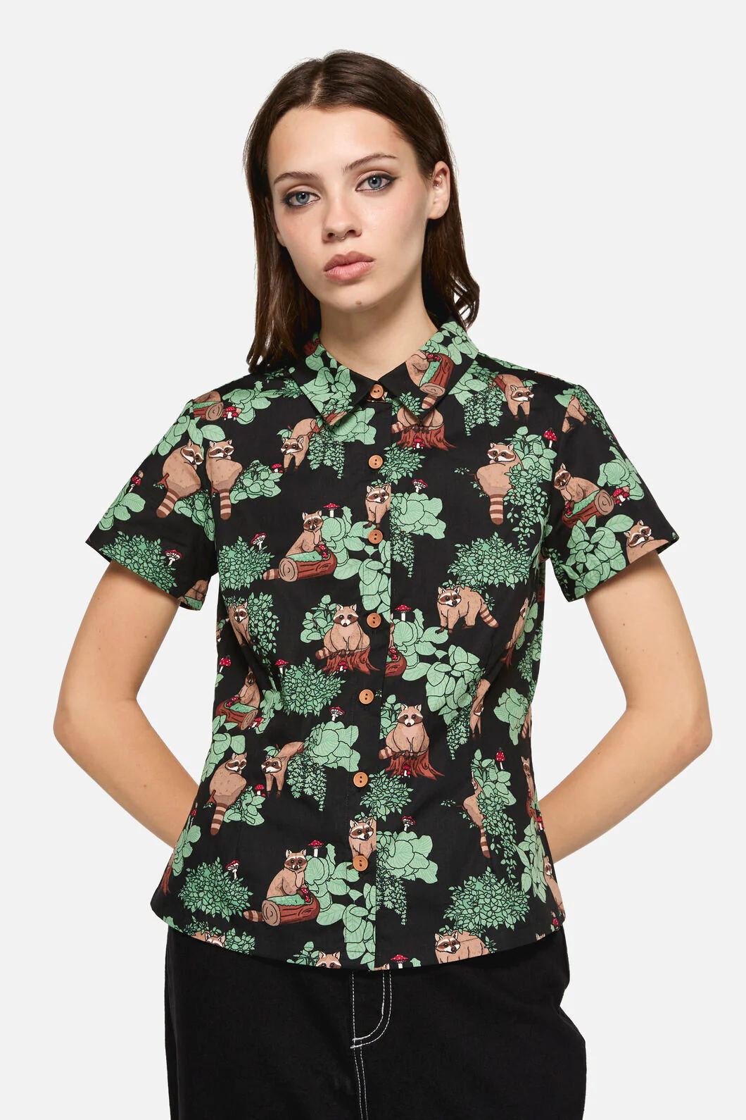 Haus Of Raccoon Print Blouse