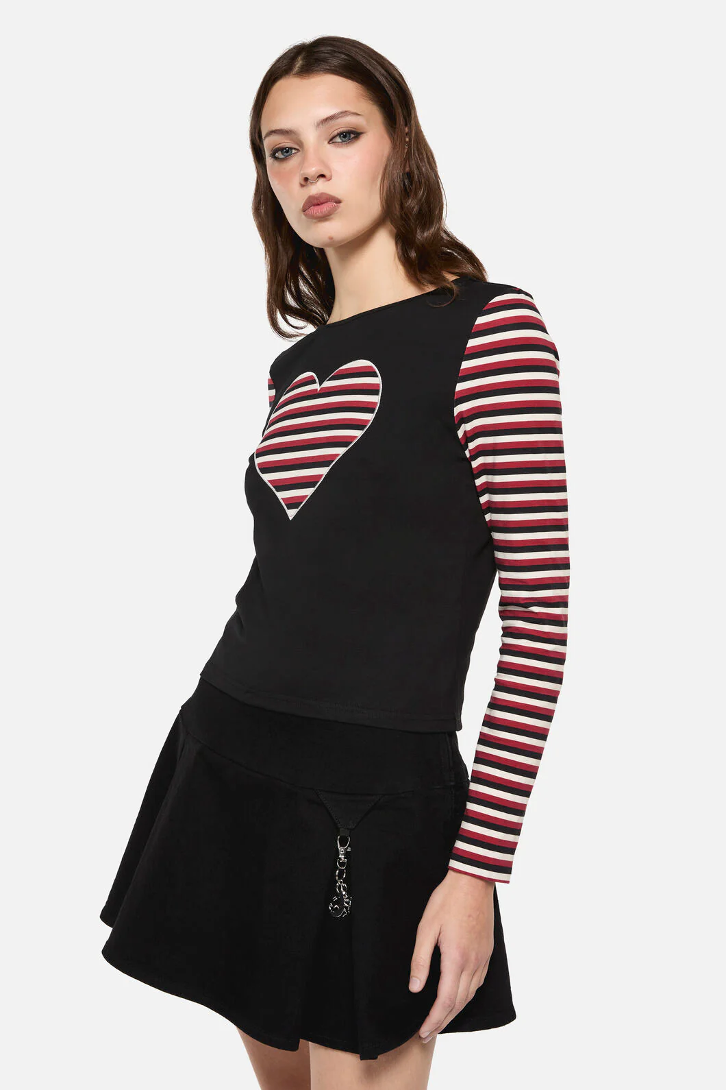 Sucked In Gothic Contrast Sleeve Top