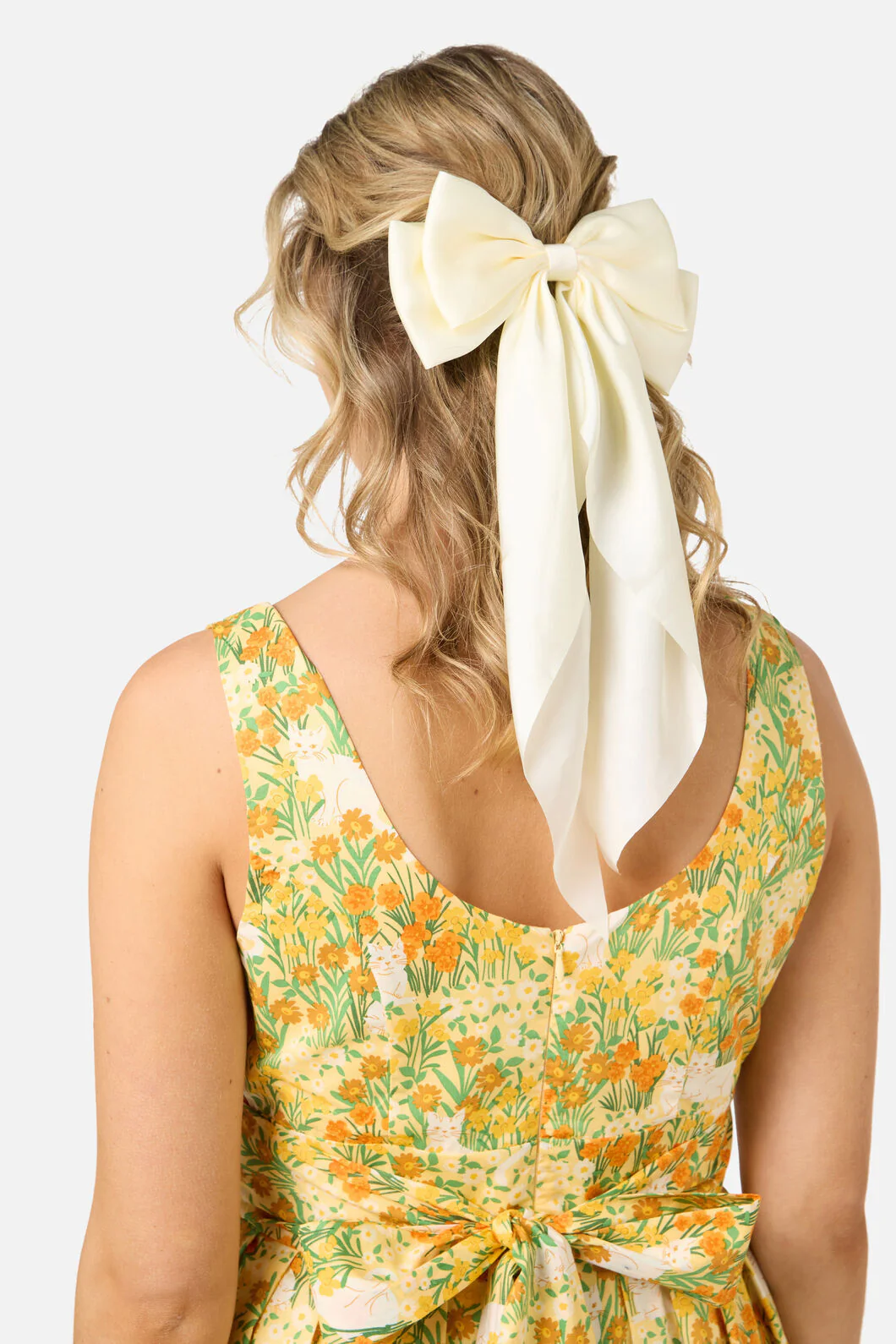 Cream Long Satin Barrette Clip