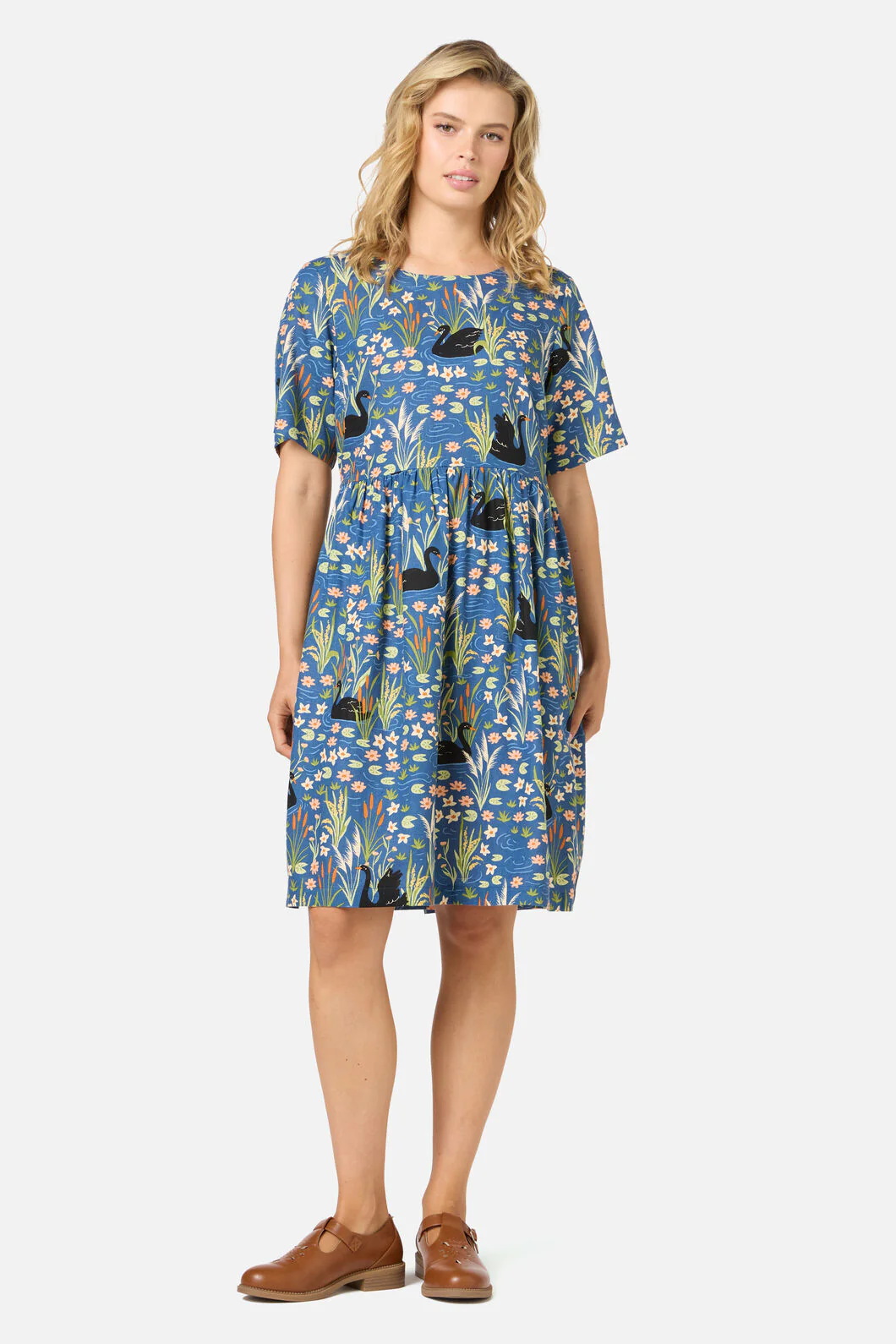 Pretty Swan Smock Dress