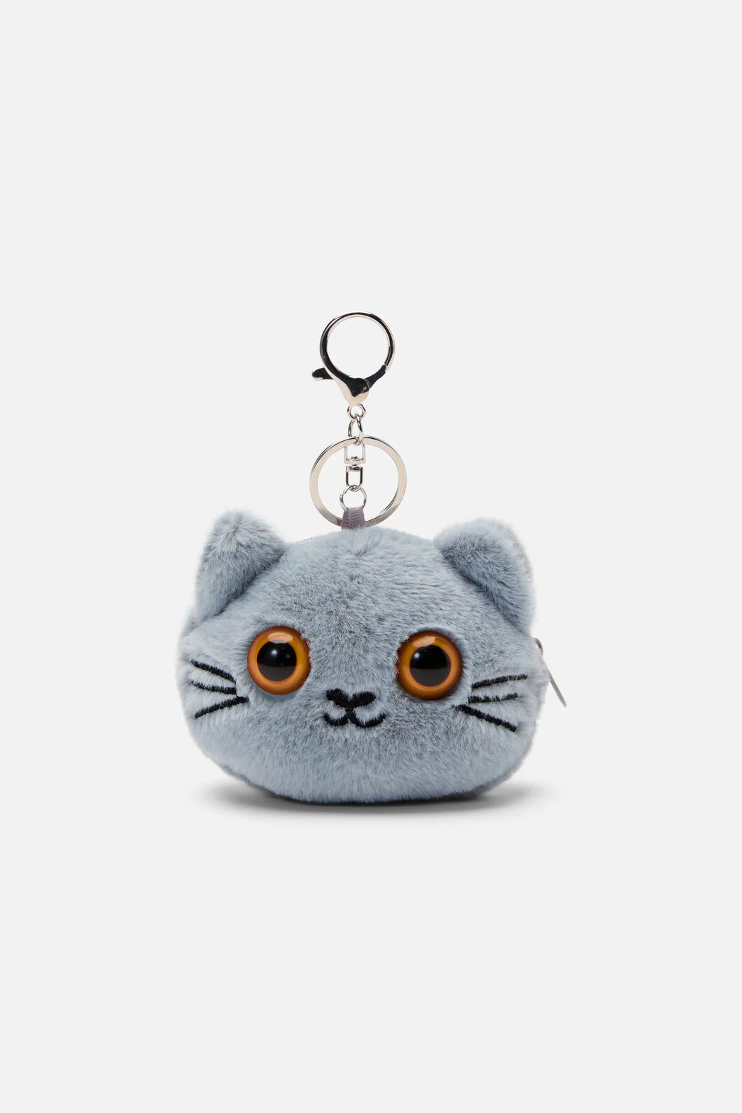 Grey Cat Bag Charm Coin Purse