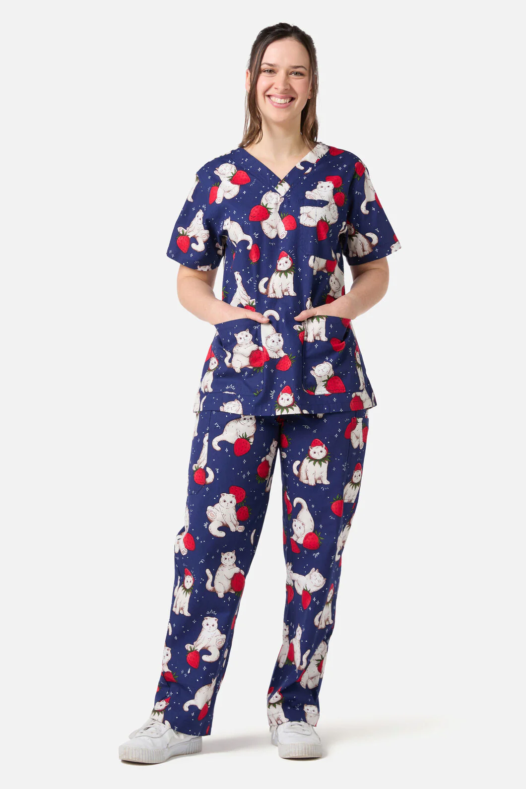 Strawberry Cats Scrub Set