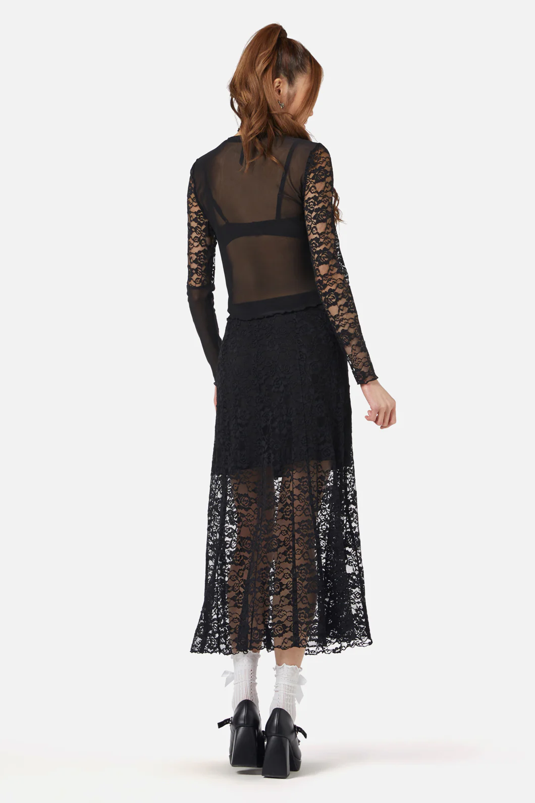 Lace Splice Mesh Top