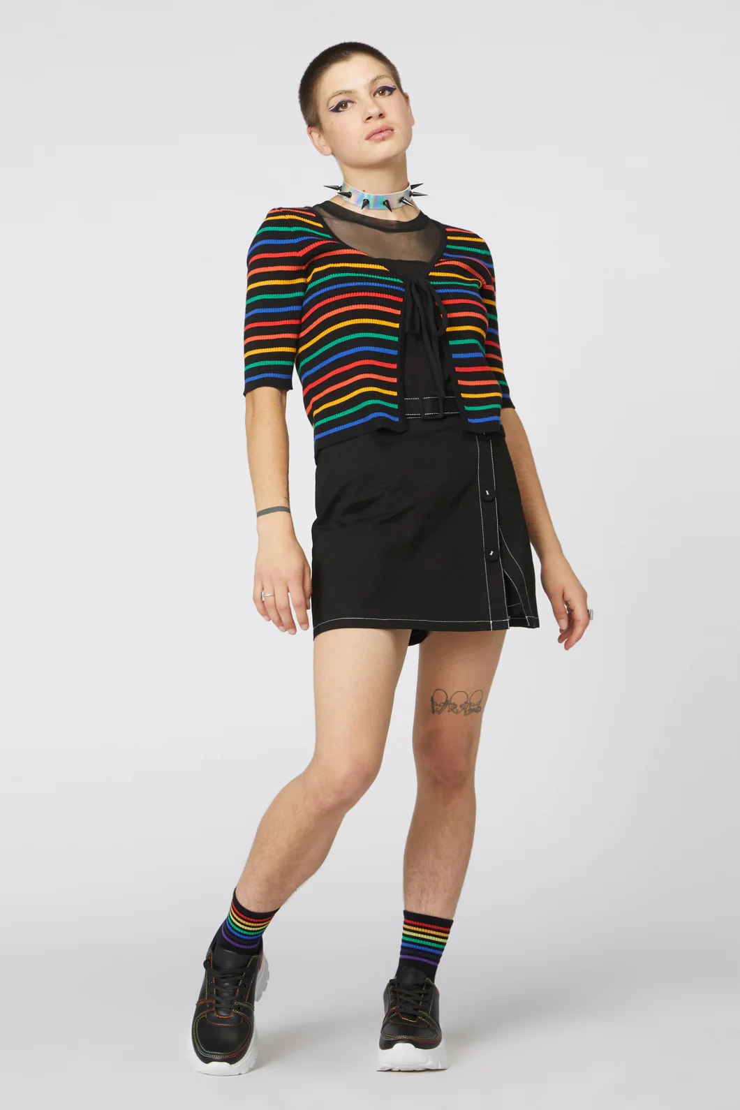 90S Tie Up Rainbow Cardi
