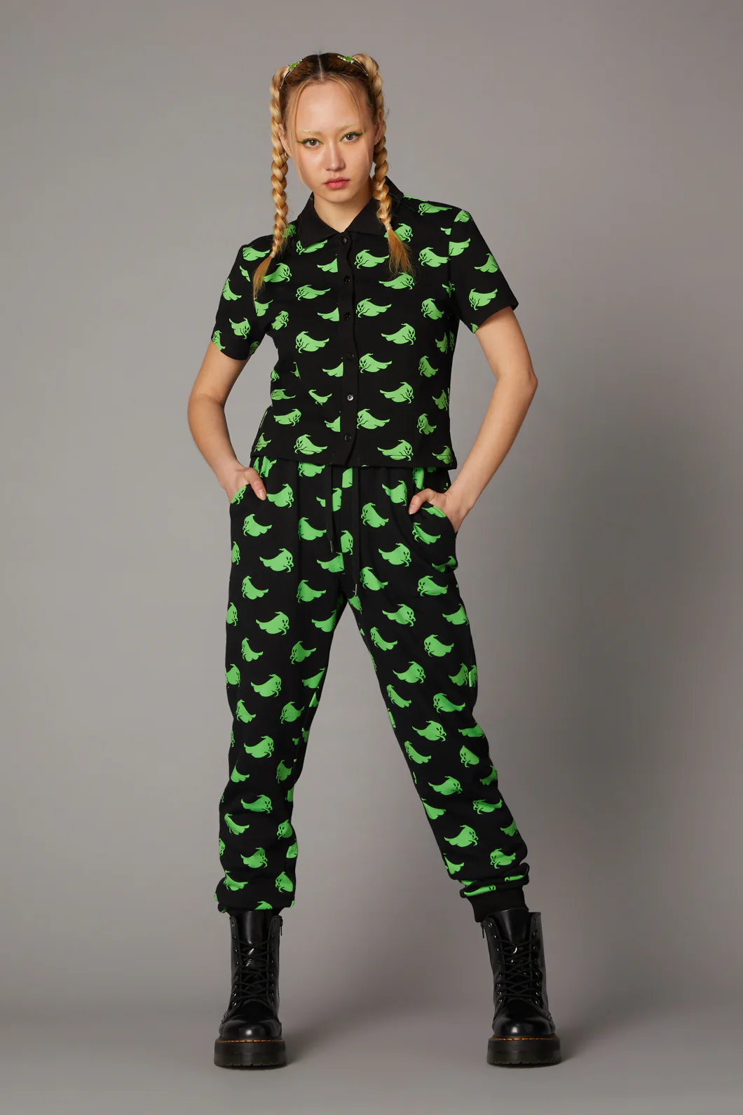 Green Ghost Collar Top