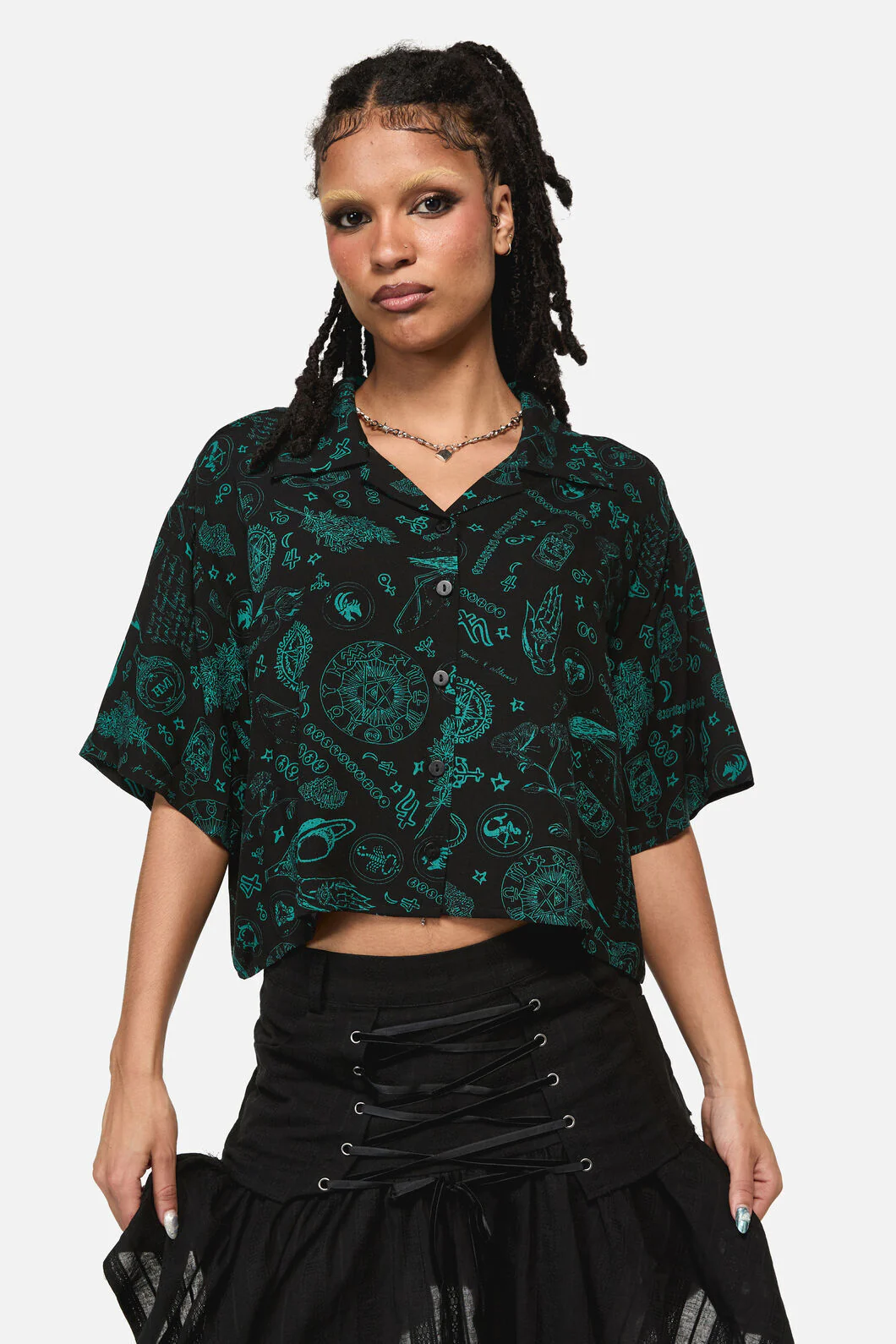 Spellbook Goth Print Blouse