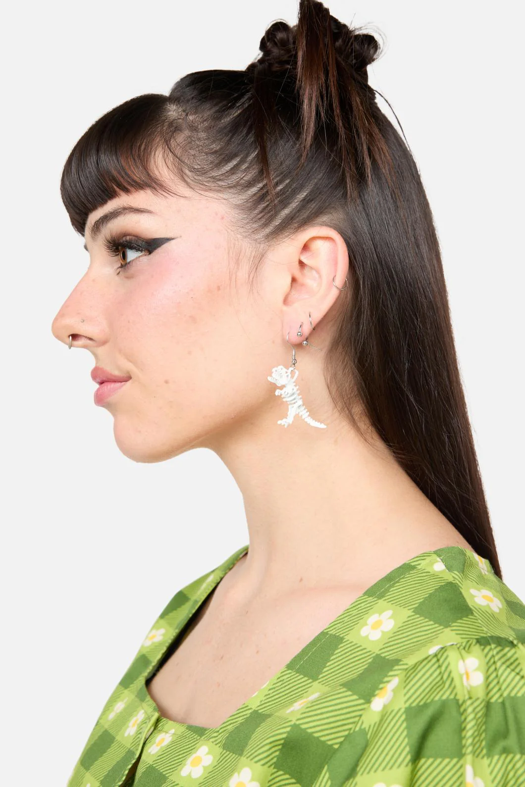 White T-Rex Earring