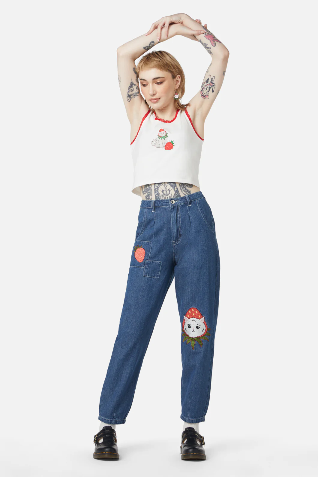 Strawberry Patch Peg Leg Jeans