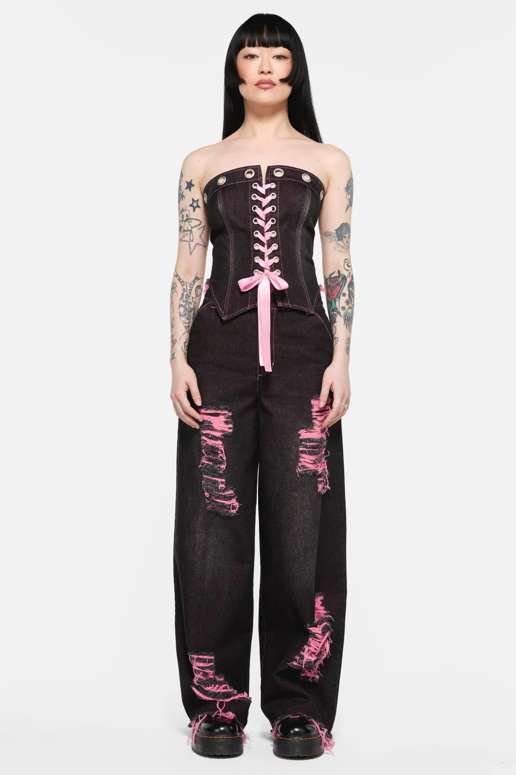 Scales Eyelet Denim Corset