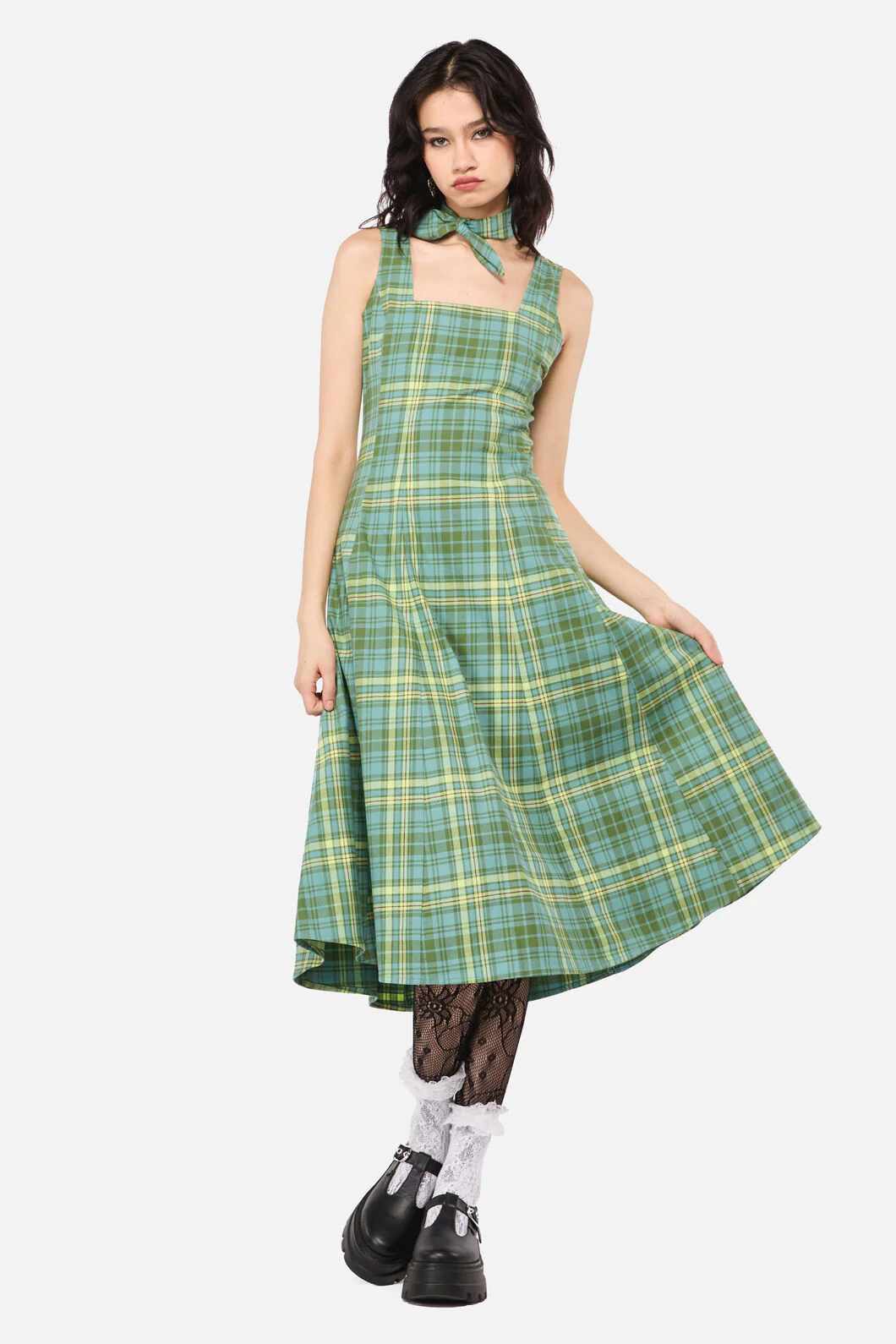 Insect Obsessed Tartan Midi Dress
