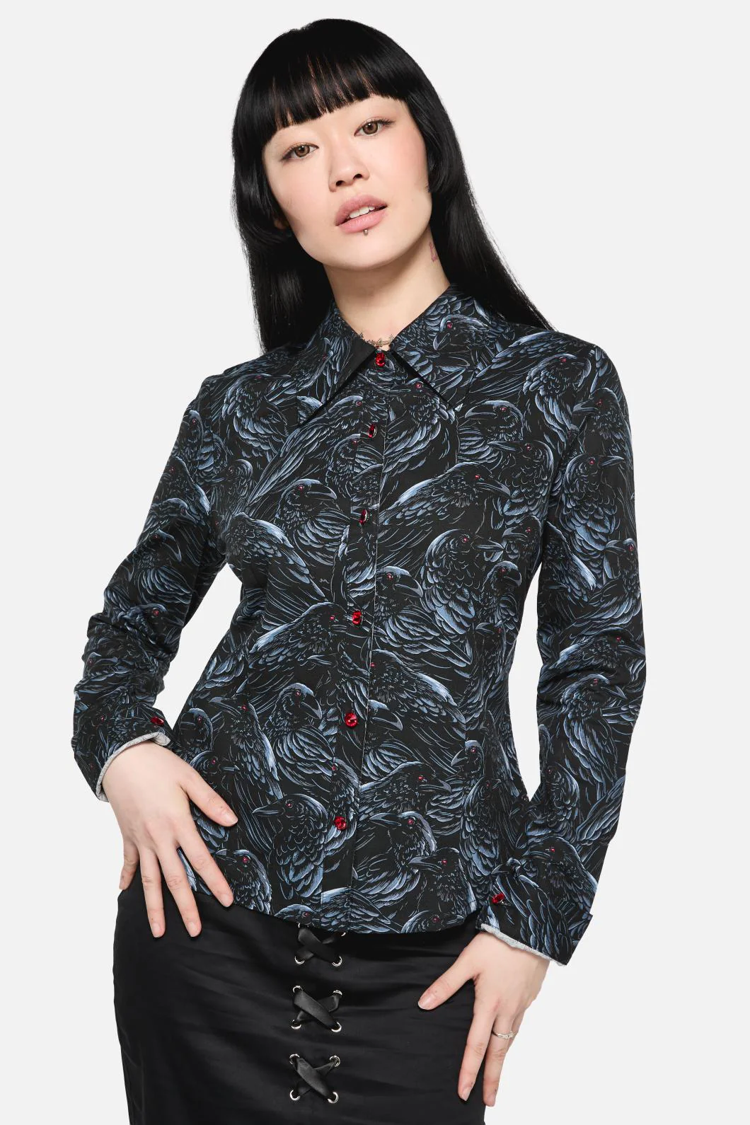 Murder Of Crows Long Sleeve Blouse
