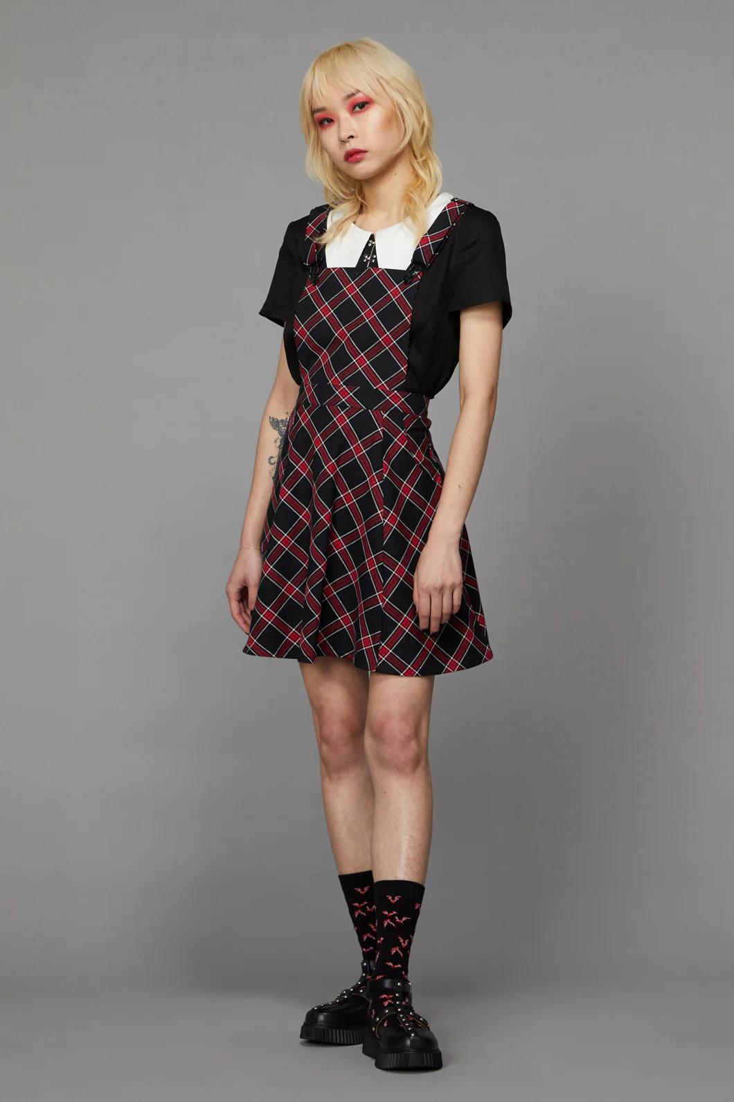 Batty Goth Tartan Pinafore