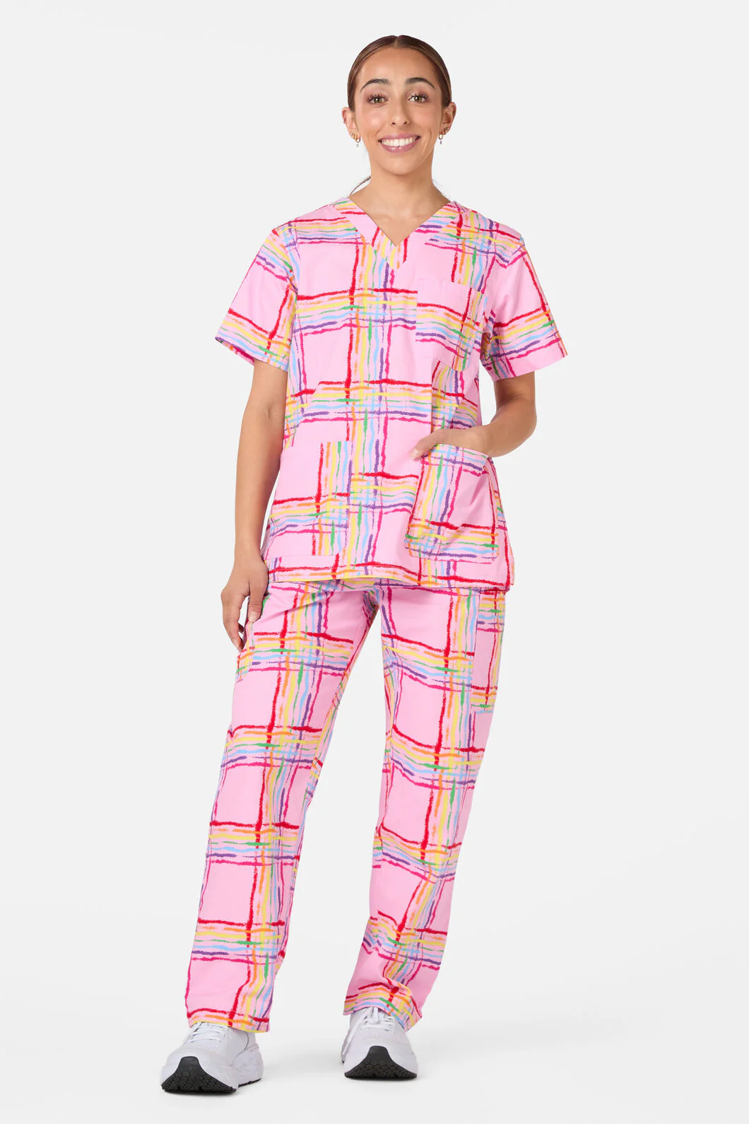 Pink Tartan Scrub Set