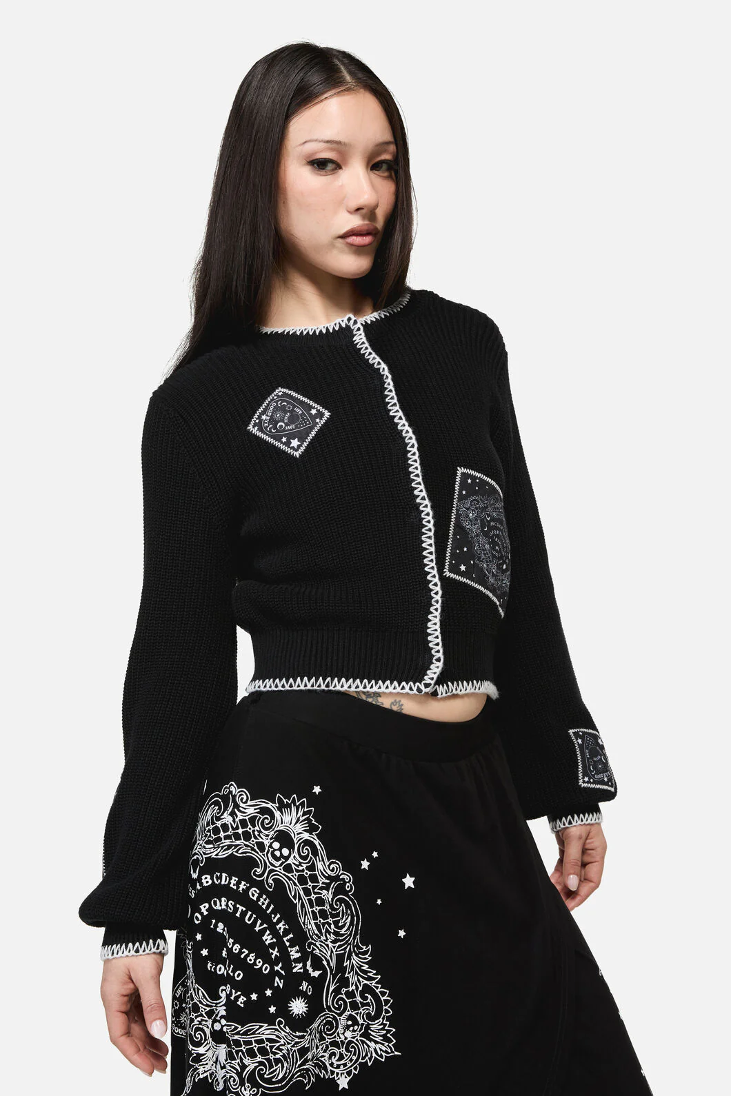 Seance Patch Goth Cardigan