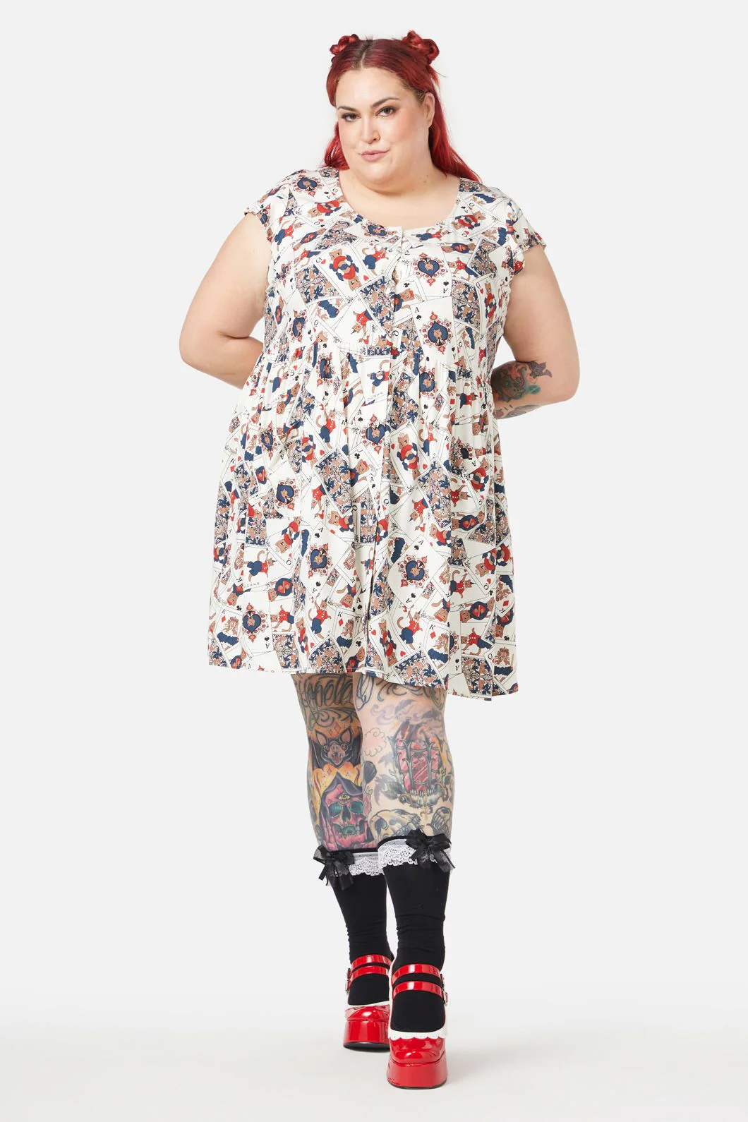 Curve Queen Of Cats Print Dress