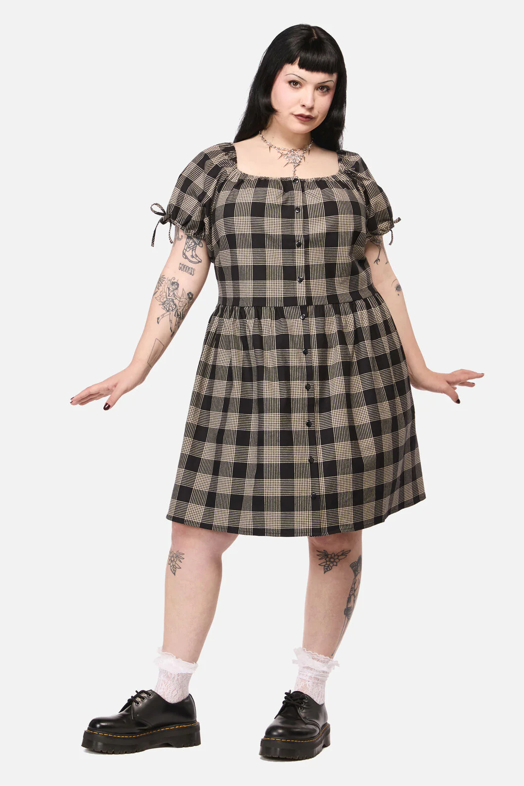 Curve Crypt Check Babydoll Dress