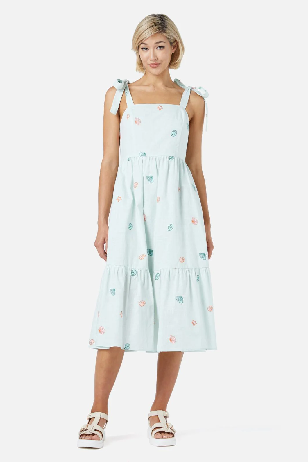 Shells Emb Midi Dress