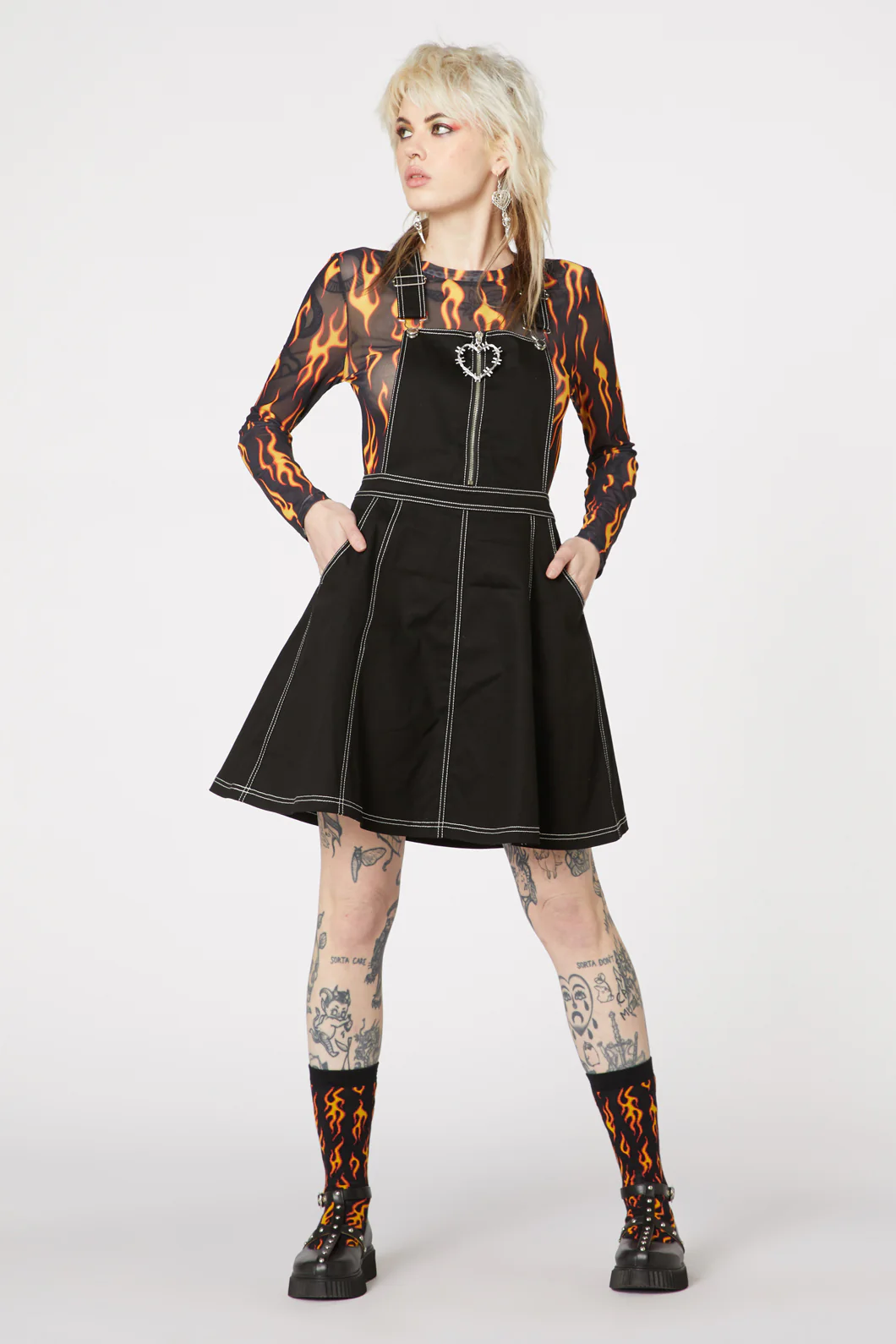 Metal Heart Zip Up Pinny