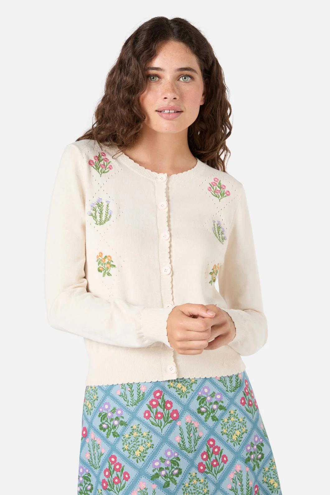 Lattice Embroidered Cardigan