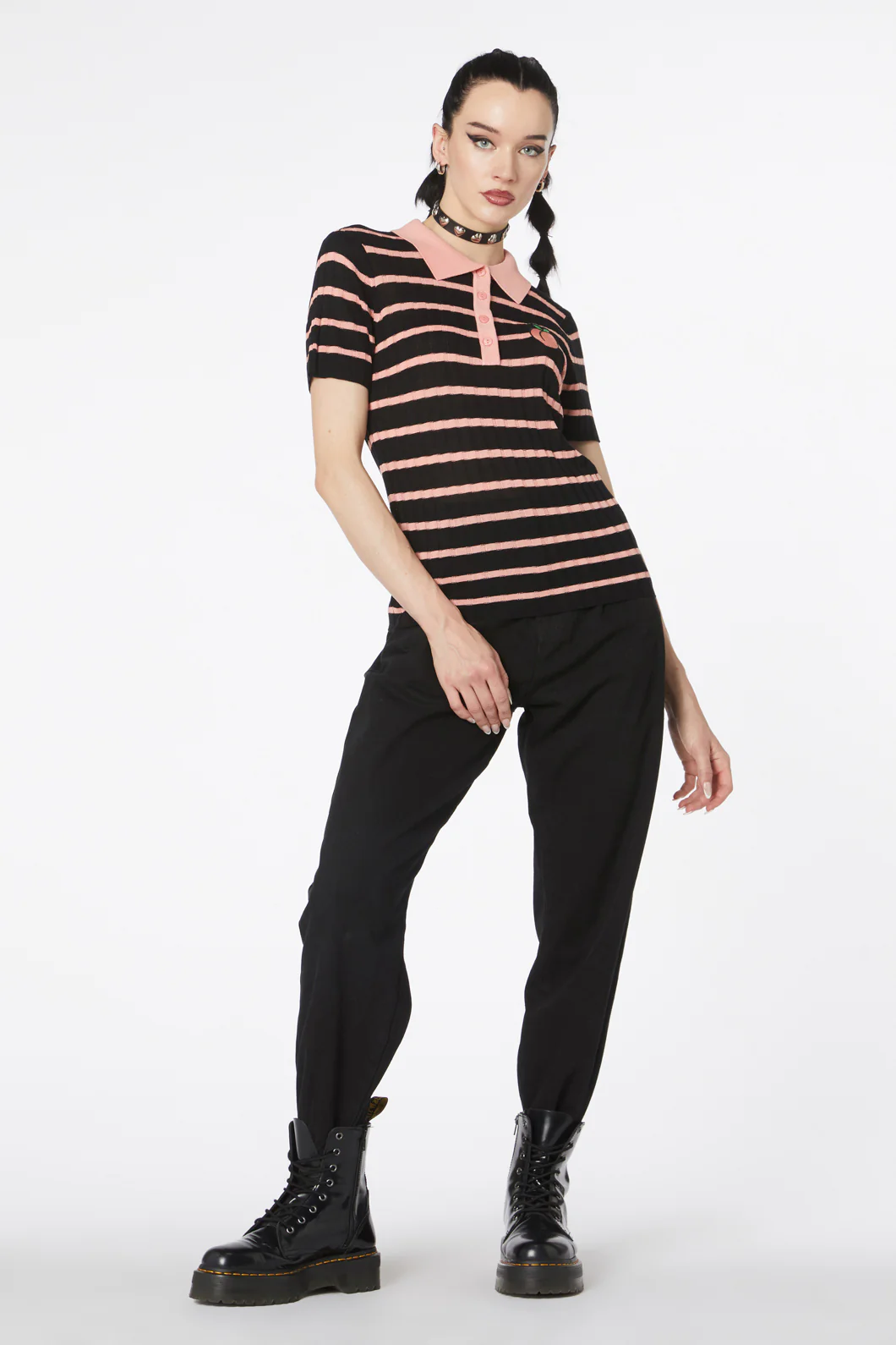 Stripey Peach Collar Knit