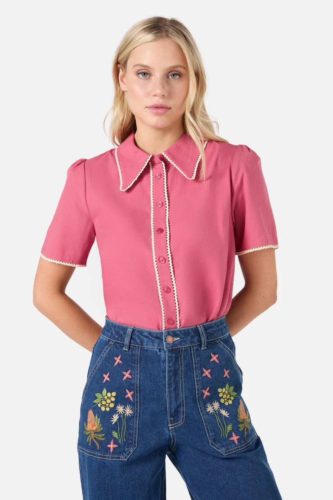 Lou Short Sleeve Retro Blouse