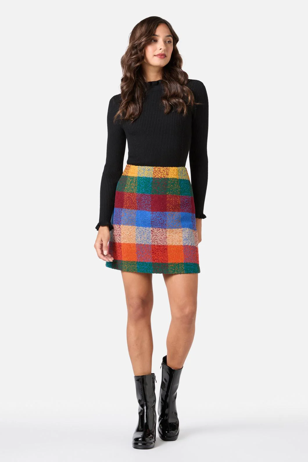 Milly Bright Check Skirt