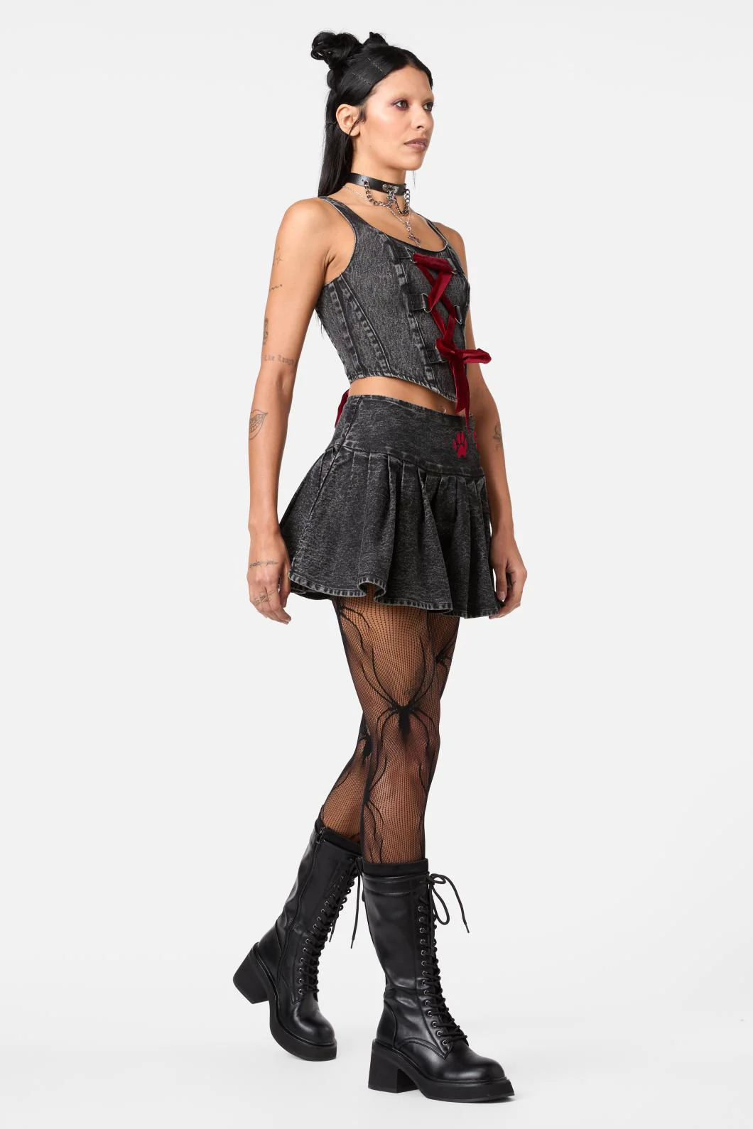 Moggy Denim Pleated Skort