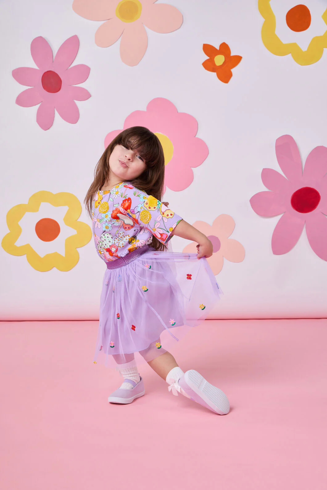 Pretty Emb Kids Mesh Skirt
