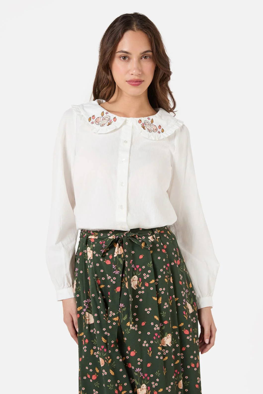 Rabbit Embroidered Blouse