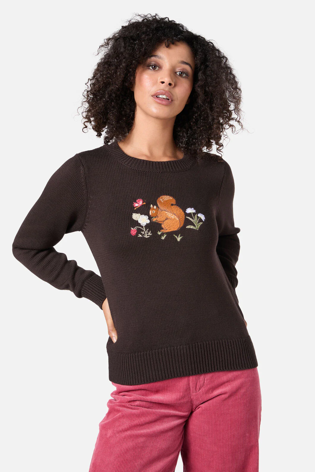 Squirrel Embroidered Jumper